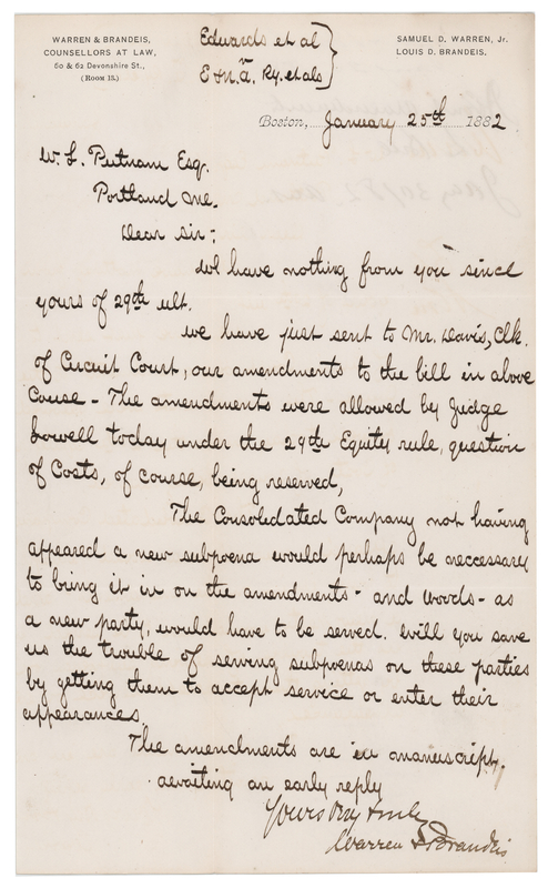 Lot 314 Louis Brandeis Letter Signed