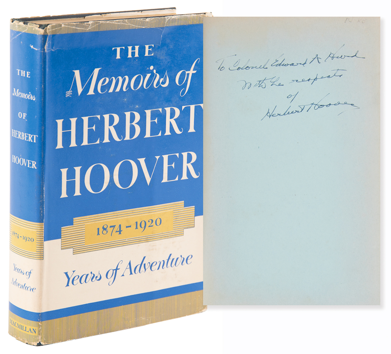 Lot 108 Herbert Hoover Signed Book - The Memoirs of Herbert Hoover: Years of Adventure