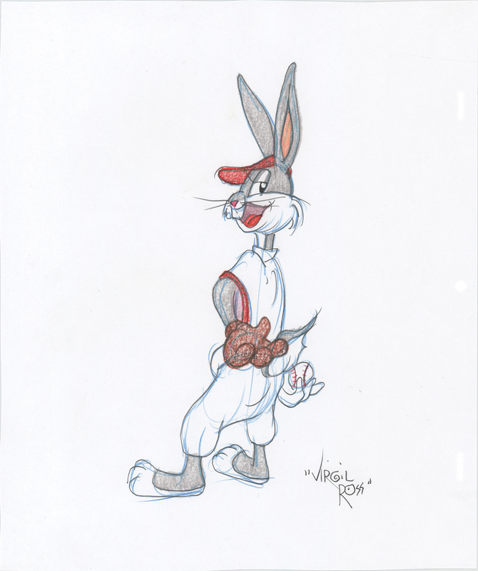 Lot 599 Virgil Ross Signed Original Drawing of Bugs Bunny