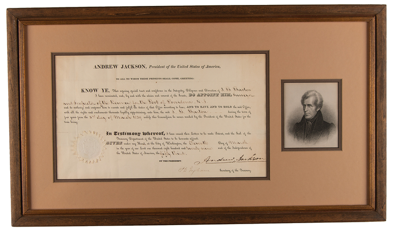 Lot 112 Andrew Jackson Document Signed as President