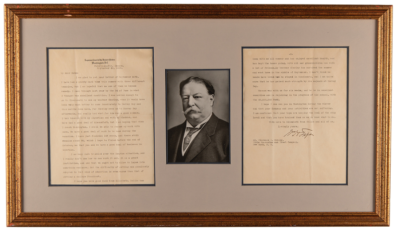 Lot 187 William H. Taft Typed Letter Signed