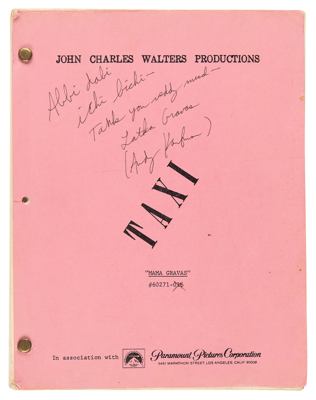 Lot 881 Andy Kaufman Signed 'Taxi' Script