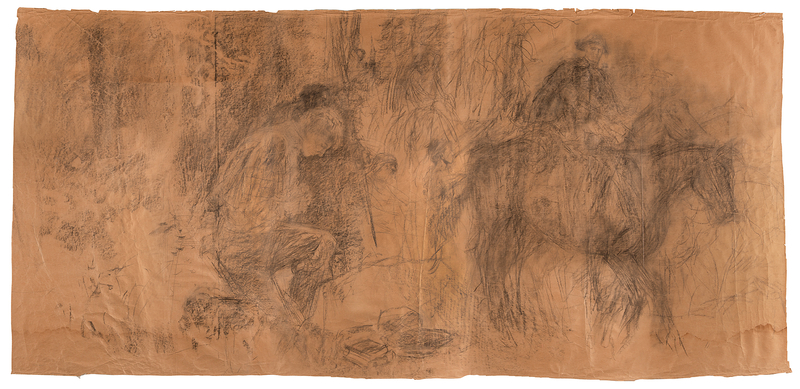 Lot 571 Arnold Friberg Massive Original Charcoal Study of Two Founders - Joseph Smith and George Washington (100? x 47?)
