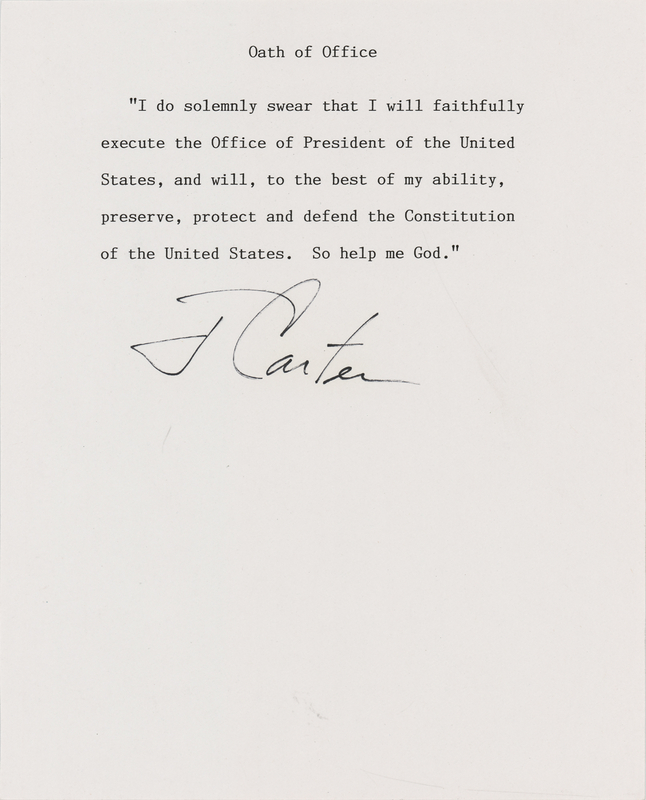 Lot 74 Jimmy Carter Signed Souvenir Oath of Office