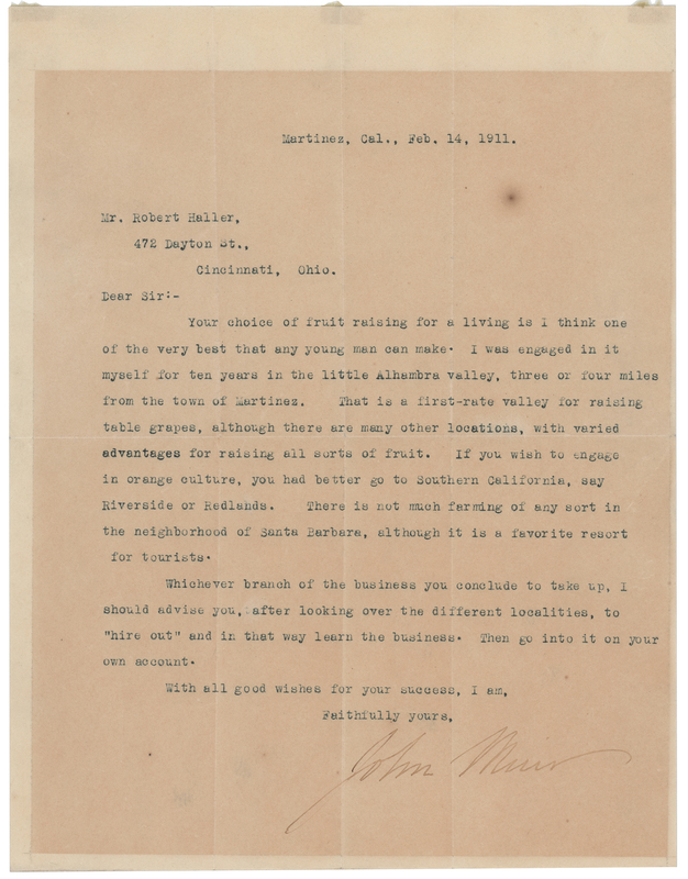 Lot 647 John Muir Typed Letter Signed: 