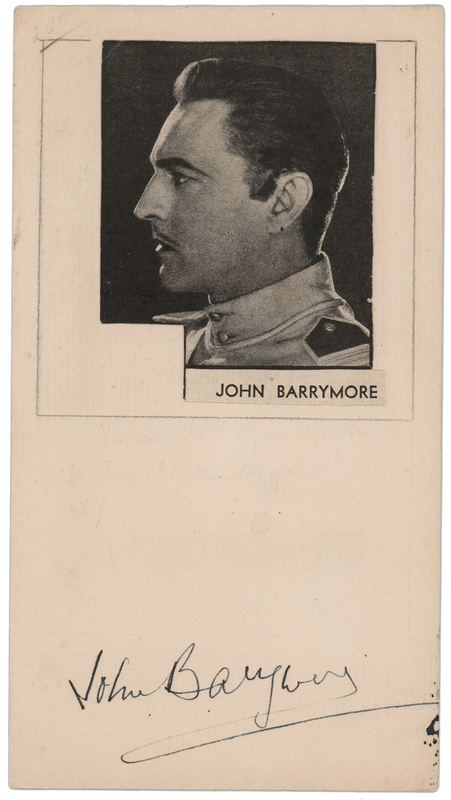 Lot 840 John Barrymore Signature