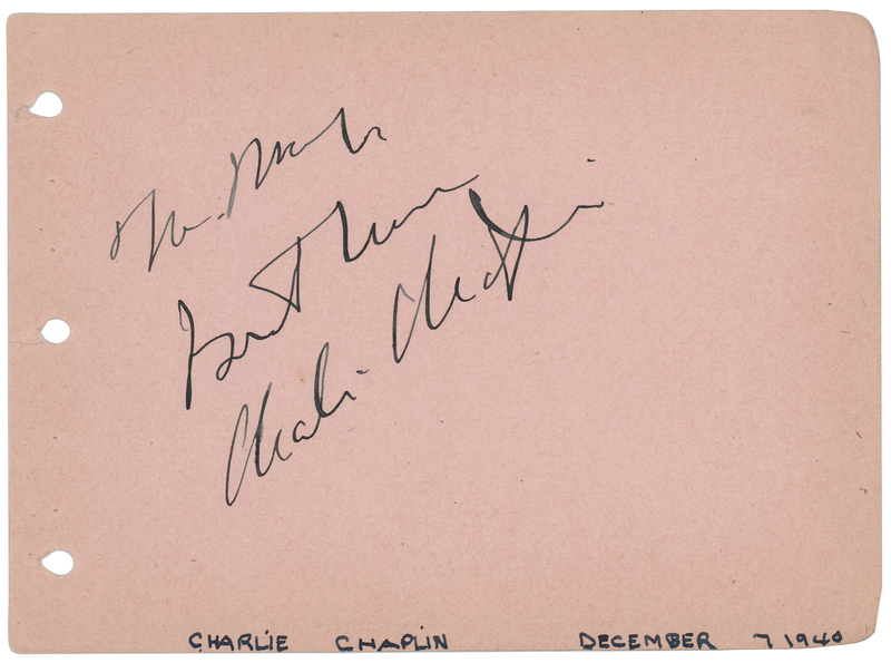 Lot 852 Charlie Chaplin Signature
