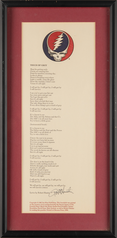 Lot 762 Grateful Dead: Robert Hunter Signed Print - 'Touch of Grey'