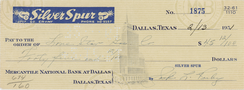 Lot 413 Jack Ruby Signed Check