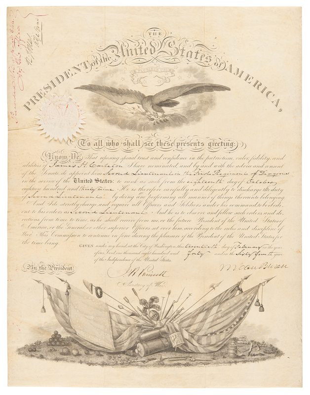 Lot 205 Martin Van Buren Document Signed as President