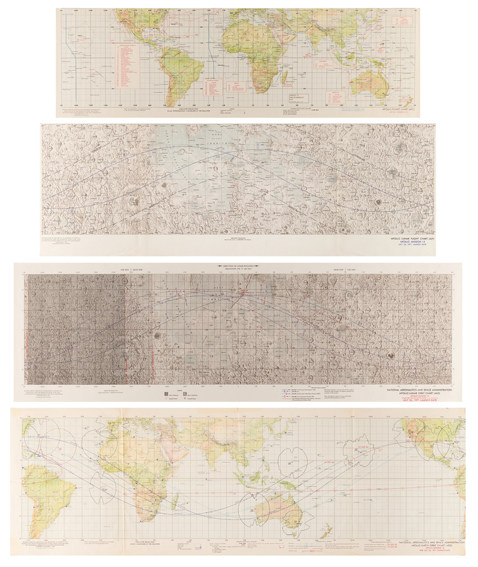 Lot 521 Apollo 15 (4) Panoramic NASA Flight and Orbit Charts