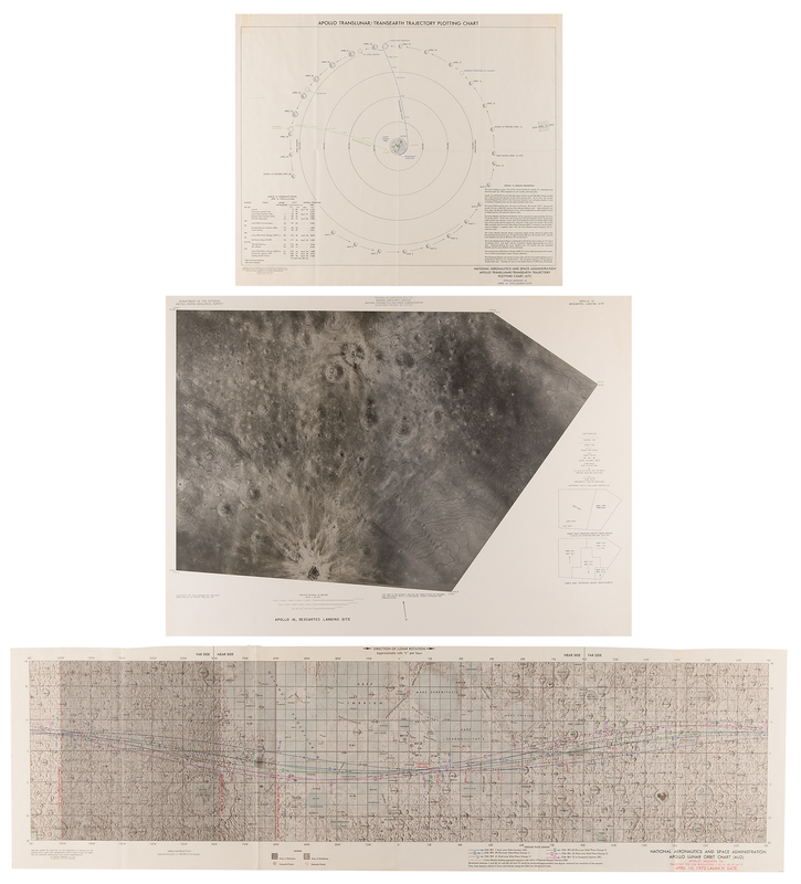 Lot 527 Apollo 16 Lot of (2) NASA Charts and a Landing Site Photo Map