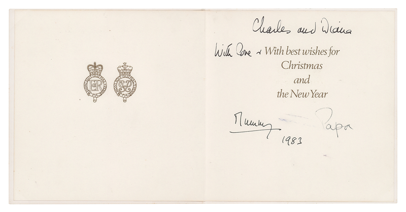 Lot 245 Queen Elizabeth II and Prince Philip Signed Christmas Card to Charles and Diana, from 