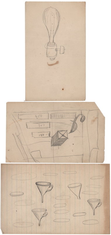 Lot 276 Thomas Edison (3) Original Sketches, including an Incandescent Light Bulb