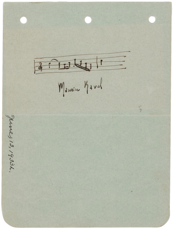 Lot 664 Maurice Ravel Autograph Musical Quotation from 'Bolero'