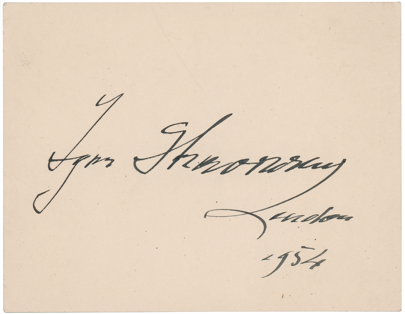 Lot 710 Igor Stravinsky Signature