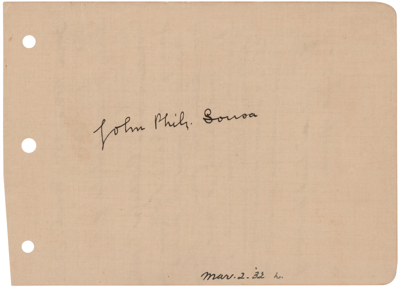 Lot 731 John Philip Sousa Signature