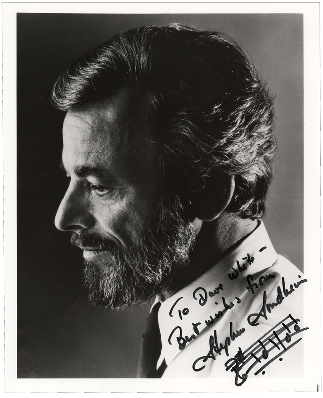 Lot 728 Stephen Sondheim Signed Photograph with Musical Quotation
