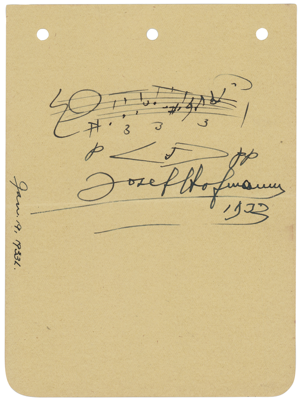 Lot 694 Josef Hofmann Autograph Musical Quotation Signed