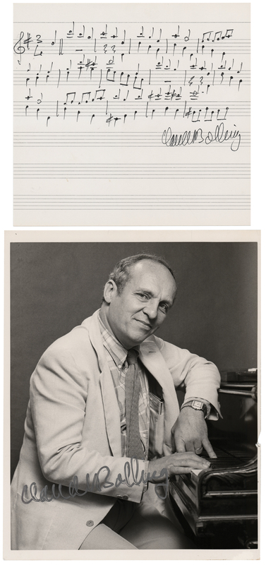 Lot 718 Claude Bolling (2) Signed Items - Photograph and Autograph Musical Quotation