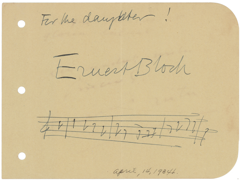Lot 684 Ernest Bloch Autograph Musical Quotation Signed