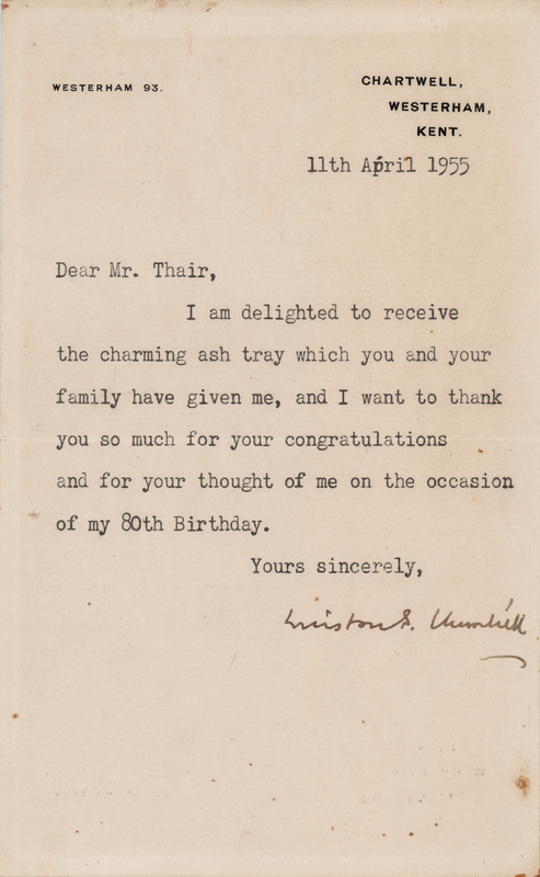 Lot 232 Winston and Clementine Churchill (2) Typed Letters Signed
