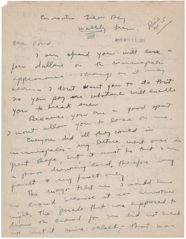 Lot 322 Richard Byrd Autograph Letter Signed to His Lecture Manager: 