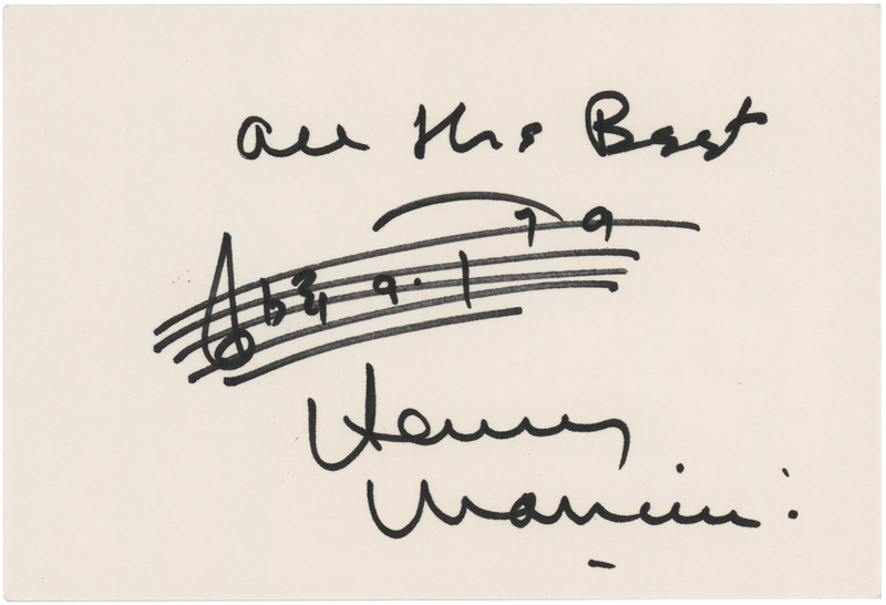 Lot 723 Henry Mancini Autograph Musical Quotation Signed from 'Moon River'