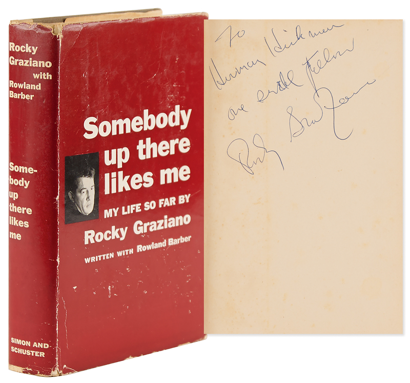 Lot 951 Rocky Graziano Signed Book - Somebody Up There Likes Me: My Life So Far