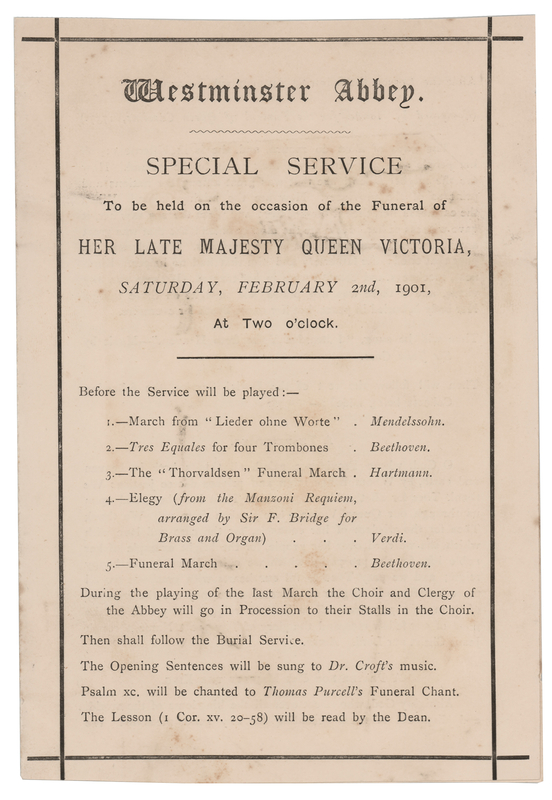 Lot 408 Queen Victoria Funeral Program