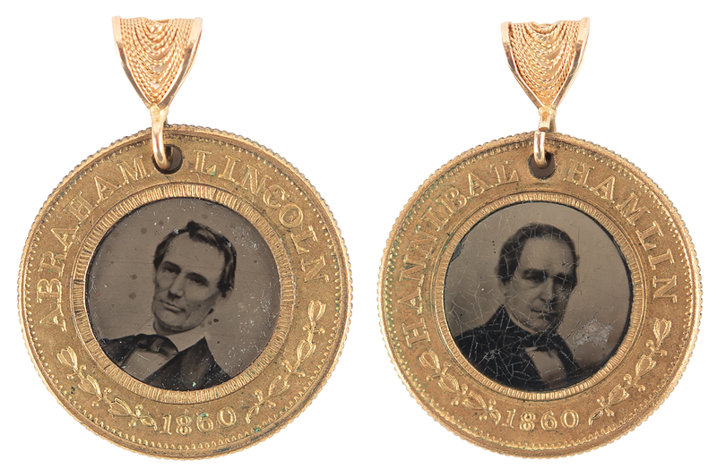 Lot 13 Abraham Lincoln and Hannibal Hamlin 1860 Presidential Campaign Ferrotype Token