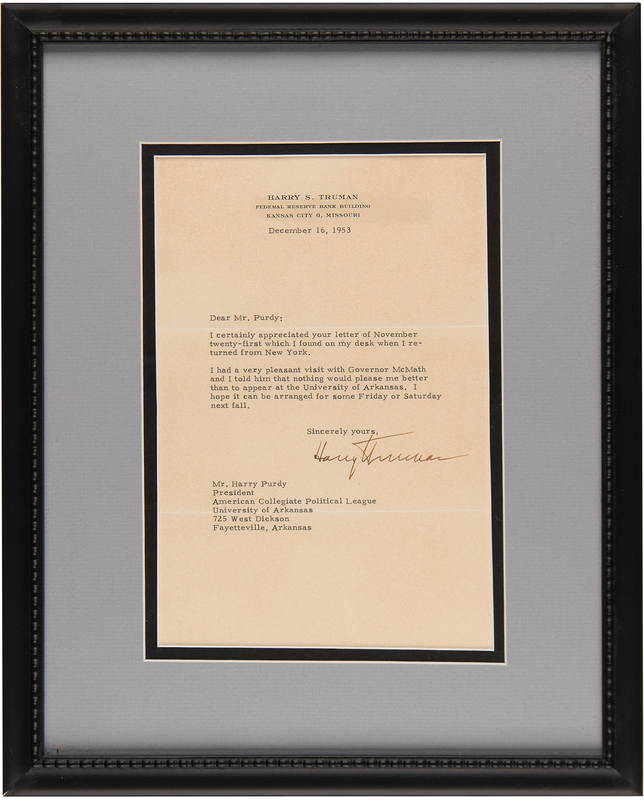 Lot 193 Harry S. Truman Typed Letter Signed