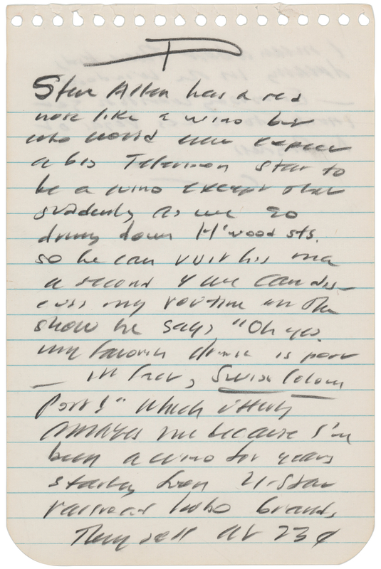 Lot 638 Jack Kerouac Handwritten Notes: 