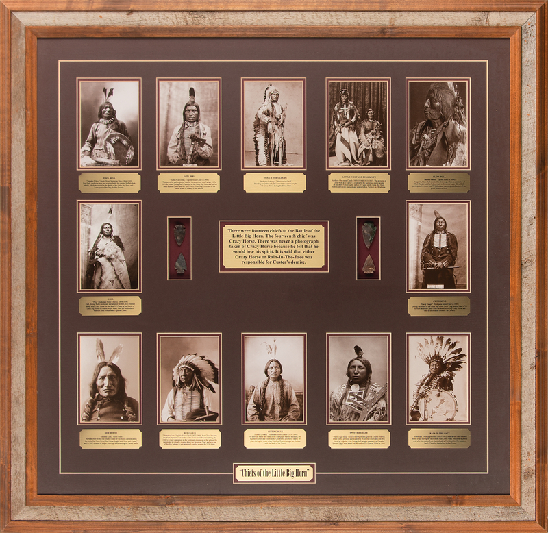 Lot 455 Battle of Little Big Horn Commemorative Photograph and Arrowhead Display (35? x 35?)