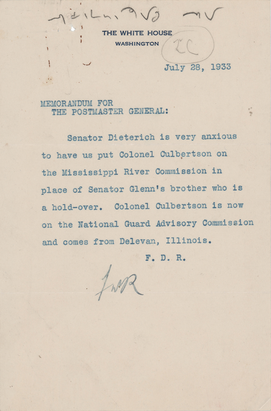 Lot 182 Franklin D. Roosevelt Typed Memo Signed as President