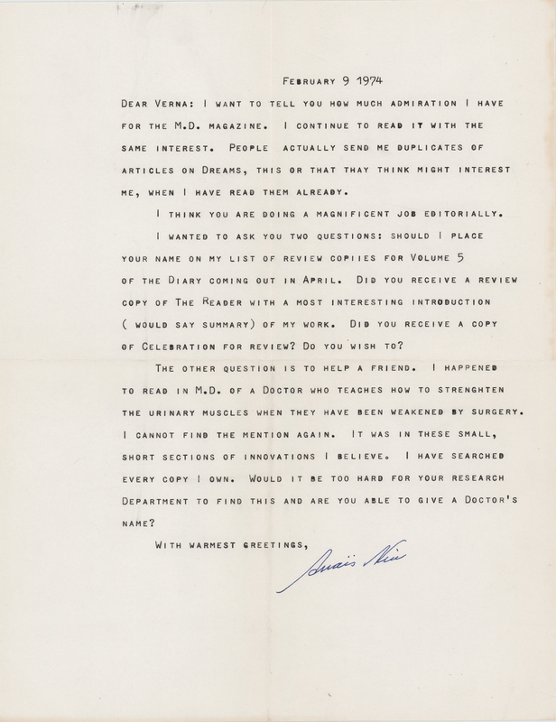 Lot 648 Anais Nin Typed Letter Signed