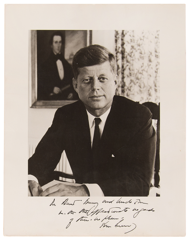 Lot 42 John F. Kennedy Oversized Signed Photograph, Presented to His Aunt and Uncle