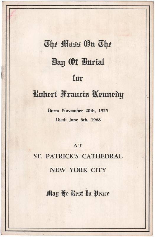 Lot 358 Robert F. Kennedy Funeral Program