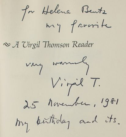 Lot #711 Virgil Thomson Signed Book - Image 2