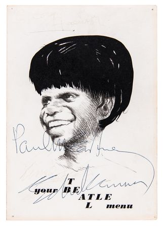 Lot #668 Beatles Signed Menu: McCartney, Harrison, Starr, and Aspinall - Image 1