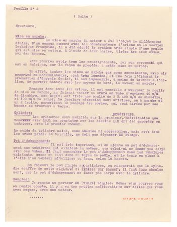 Lot #268 Ettore Bugatti Archive: Typed Letter Signed on 500-HP, 16-Cylinder Engine, with Photographs and Supplements - Image 7