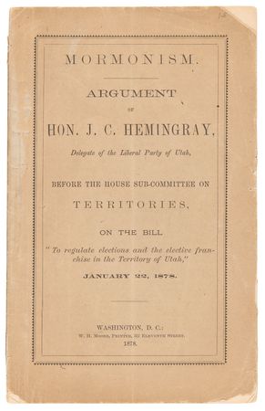 Lot #380 Mormon Elections: Argument of Hon. J. C.