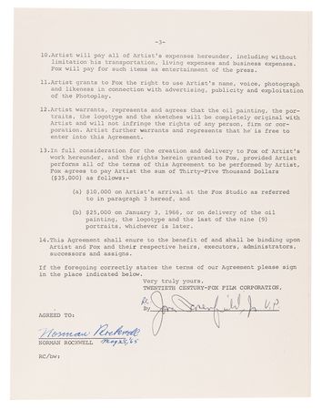 Lot #574 Norman Rockwell (3) Documents Signed for 'Stagecoach' Artwork - Image 10