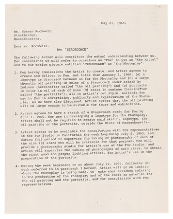 Lot #574 Norman Rockwell (3) Documents Signed for 'Stagecoach' Artwork - Image 8