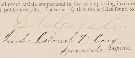 Lot #444 George A. Custer and Thomas W. Custer Document Signed - 7th Cavalry Inventory Report at Fort Abraham Lincoln - Image 3