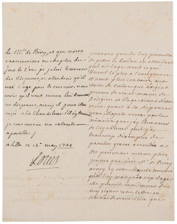 Lot #372 King Louis XV Autograph Letter Signed on