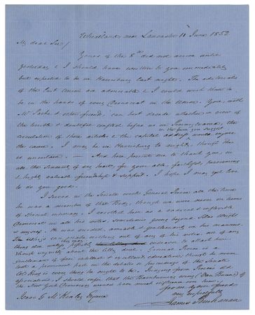 Lot #11 James Buchanan Autograph Letter Signed on Franklin Pierce: 