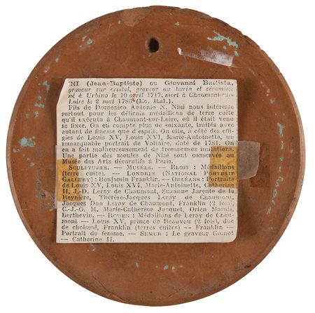 Lot #334 Benjamin Franklin Terracotta Portrait Medallion by Jean Baptiste Nini (1777) - Image 2