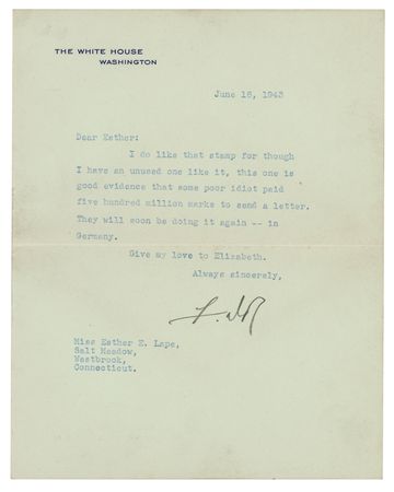 Lot #181 Franklin D. Roosevelt Typed Letter Signed