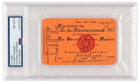 Lot #807 Harry Houdini Signed 1927 Society of